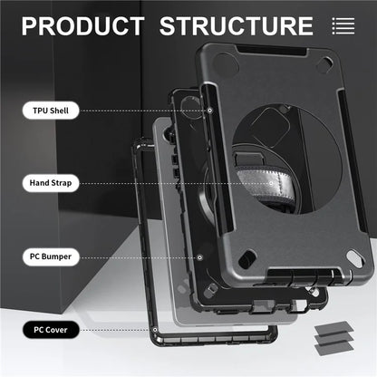 For Samsung Galaxy Tab A9 Case TPU+PC Kickstand Hand Strap Tablet Cover with Shoulder Strap