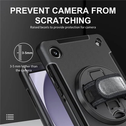For Samsung Galaxy Tab A9 Case TPU+PC Kickstand Hand Strap Tablet Cover with Shoulder Strap