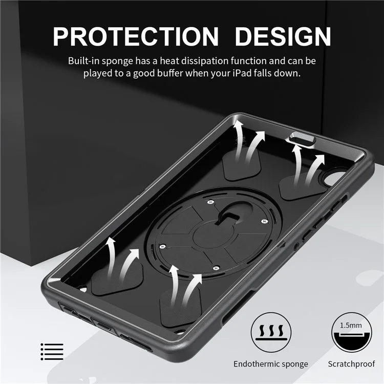 For Samsung Galaxy Tab A9 Case TPU+PC Kickstand Hand Strap Tablet Cover with Shoulder Strap