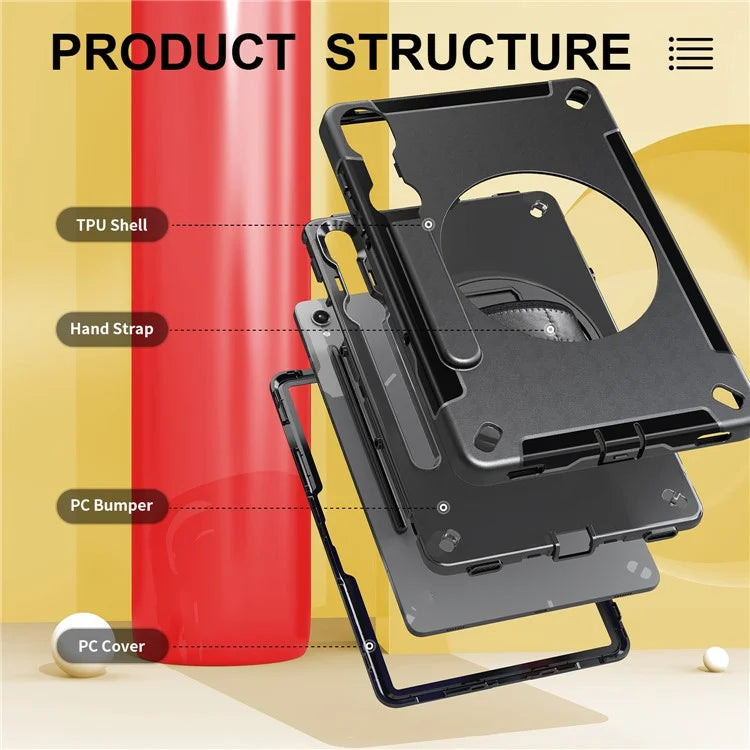 For Samsung Galaxy Tab S9 Case Pen Slot Tablet Kickstand Cover with Shoulder Strap