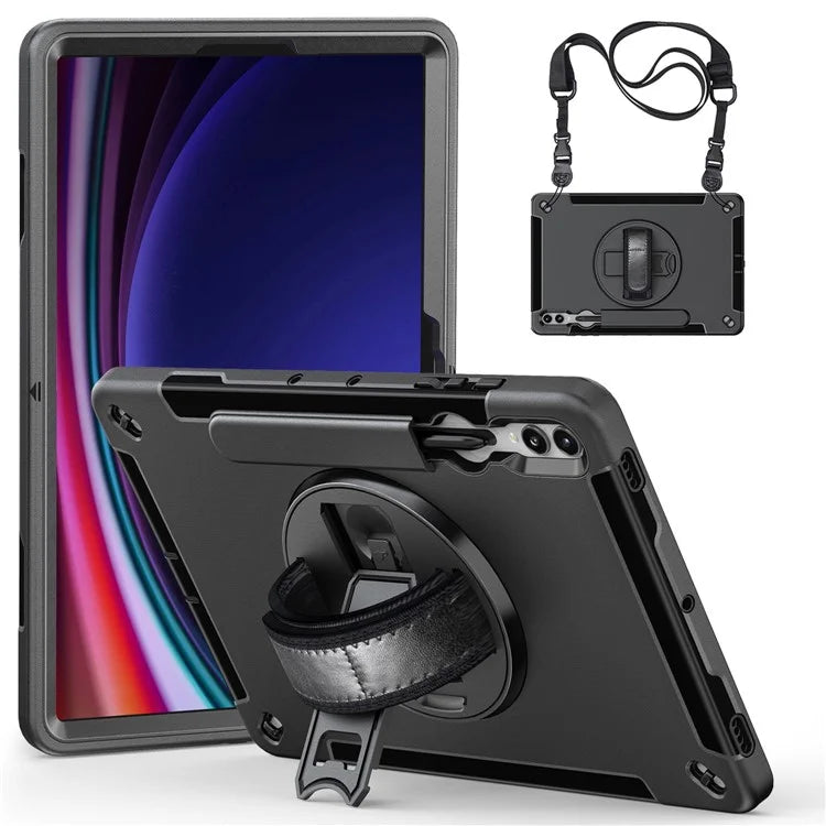 For Samsung Galaxy Tab S9+ Tablet Case Kickstand Pen Slot PC + TPU Cover with Shoulder Strap