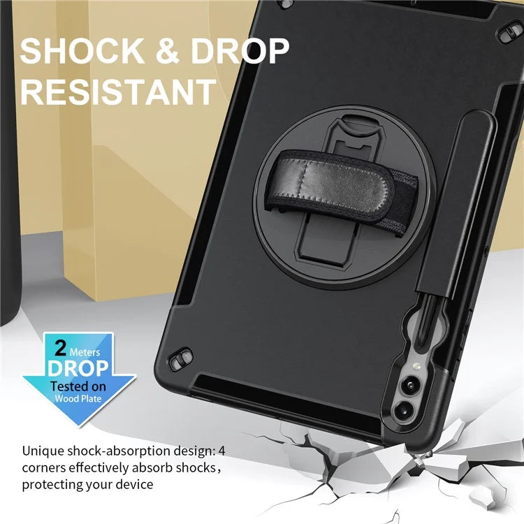 For Samsung Galaxy Tab S9+ Tablet Case Kickstand Pen Slot PC + TPU Cover with Shoulder Strap