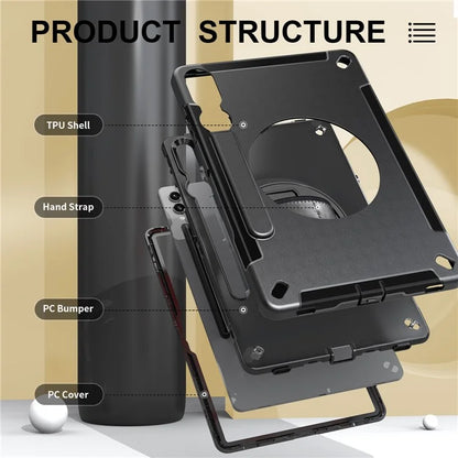 For Samsung Galaxy Tab S9+ Tablet Case Kickstand Pen Slot PC + TPU Cover with Shoulder Strap