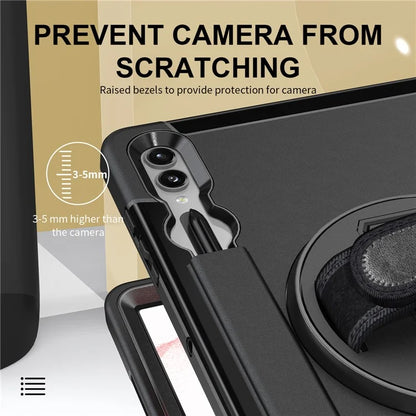For Samsung Galaxy Tab S9+ Tablet Case Kickstand Pen Slot PC + TPU Cover with Shoulder Strap