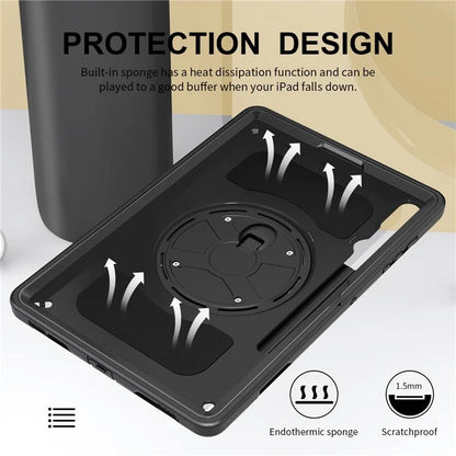 For Samsung Galaxy Tab S9+ Tablet Case Kickstand Pen Slot PC + TPU Cover with Shoulder Strap