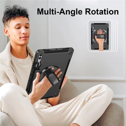 For Samsung Galaxy Tab S9+ Tablet Case Kickstand Pen Slot PC + TPU Cover with Shoulder Strap