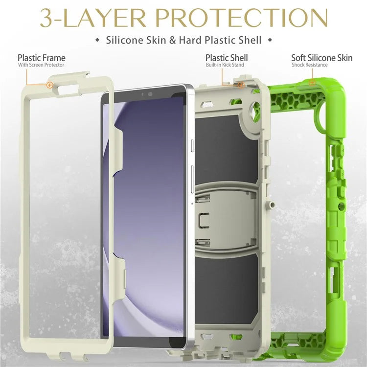 For Samsung Galaxy Tab A9 (SM-X110 / X115) Case Kickstand Rugged Protective Tablet Cover with Shoulder Strap