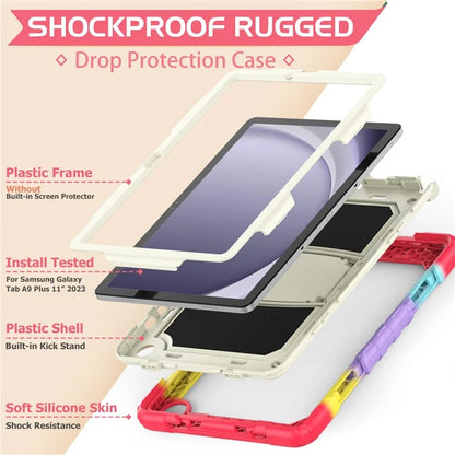 For Samsung Galaxy Tab A9+ (SM-X210 / X215 / X216) Defender Case Kickstand Tablet Cover with Shoulder Strap
