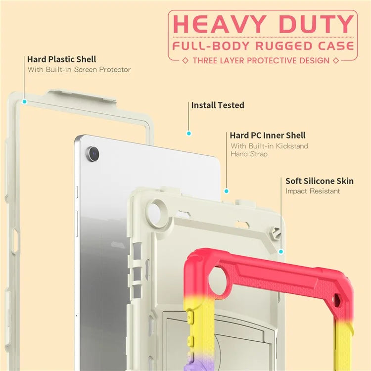 For Samsung Galaxy Tab A9+ (SM-X210 / X215 / X216) Defender Case Kickstand Tablet Cover with Shoulder Strap