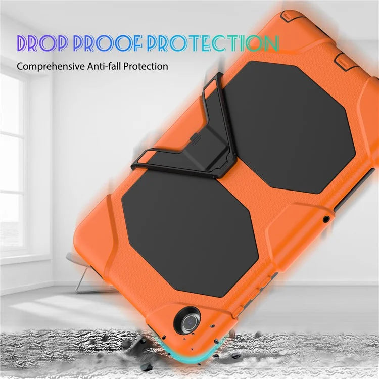 For Samsung Galaxy Tab A9+ SM-X210 SM-X216B SM-X215 PC+Silicone Tablet Case Dustproof Kickstand Cover with Shoulder Strap