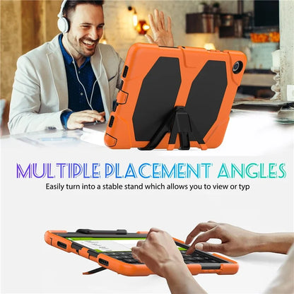 For Samsung Galaxy Tab A9+ SM-X210 SM-X216B SM-X215 PC+Silicone Tablet Case Dustproof Kickstand Cover with Shoulder Strap