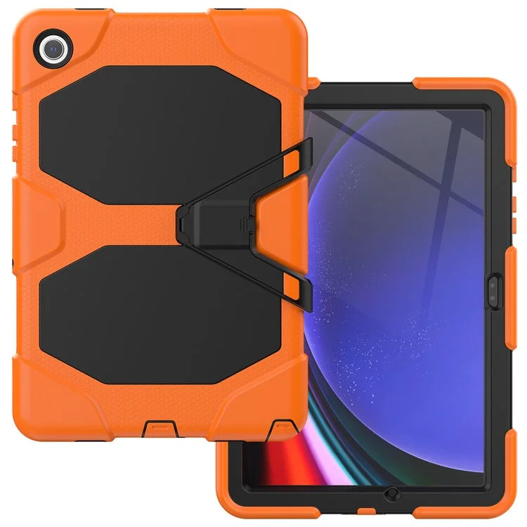 For Samsung Galaxy Tab A9+ SM-X210 SM-X216B SM-X215 PC+Silicone Tablet Case Dustproof Kickstand Cover with Shoulder Strap