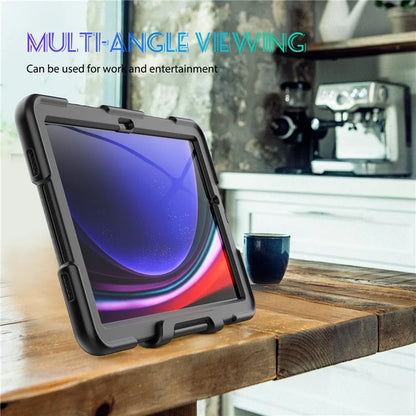 For Samsung Galaxy Tab A9+ SM-X210 SM-X216B SM-X215 PC+Silicone Tablet Case Dustproof Kickstand Cover with Shoulder Strap