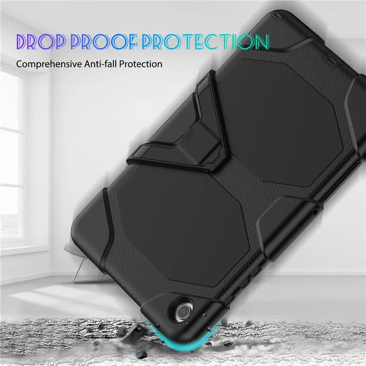 For Samsung Galaxy Tab A9+ SM-X210 SM-X216B SM-X215 PC+Silicone Tablet Case Dustproof Kickstand Cover with Shoulder Strap
