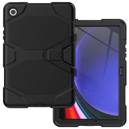 For Samsung Galaxy Tab A9+ SM-X210 SM-X216B SM-X215 PC+Silicone Tablet Case Dustproof Kickstand Cover with Shoulder Strap