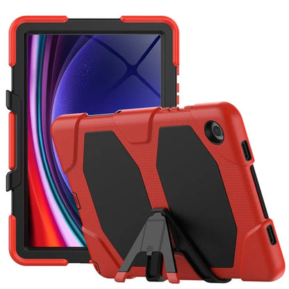 For Samsung Galaxy Tab A9+ SM-X210 SM-X216B SM-X215 PC+Silicone Tablet Case Dustproof Kickstand Cover with Shoulder Strap