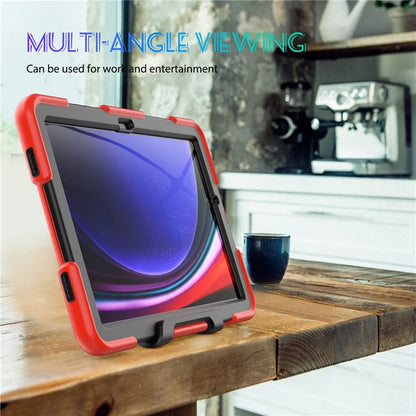 For Samsung Galaxy Tab A9+ SM-X210 SM-X216B SM-X215 PC+Silicone Tablet Case Dustproof Kickstand Cover with Shoulder Strap