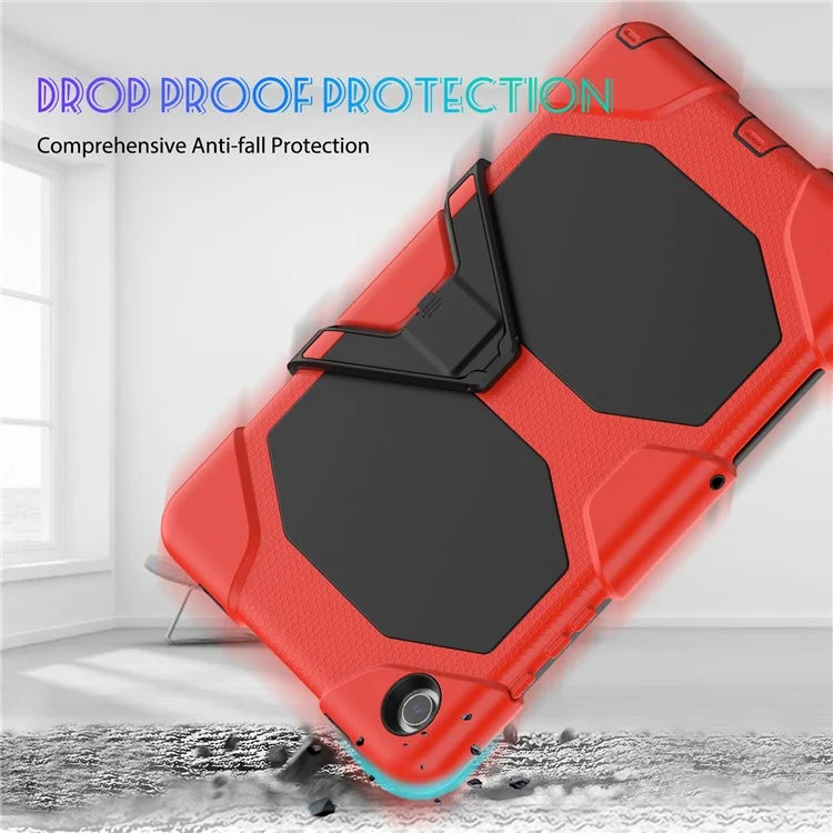 For Samsung Galaxy Tab A9+ SM-X210 SM-X216B SM-X215 PC+Silicone Tablet Case Dustproof Kickstand Cover with Shoulder Strap
