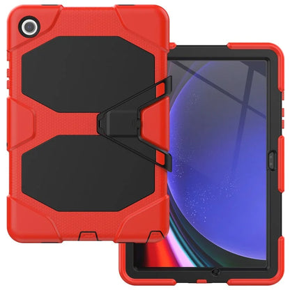 For Samsung Galaxy Tab A9+ SM-X210 SM-X216B SM-X215 PC+Silicone Tablet Case Dustproof Kickstand Cover with Shoulder Strap