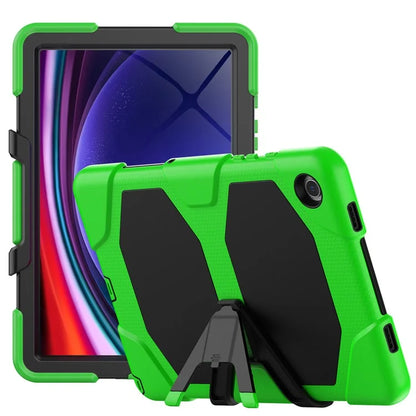 For Samsung Galaxy Tab A9+ SM-X210 SM-X216B SM-X215 PC+Silicone Tablet Case Dustproof Kickstand Cover with Shoulder Strap