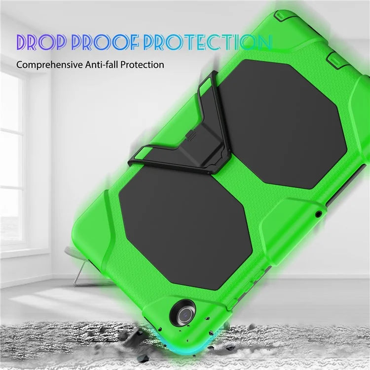 For Samsung Galaxy Tab A9+ SM-X210 SM-X216B SM-X215 PC+Silicone Tablet Case Dustproof Kickstand Cover with Shoulder Strap