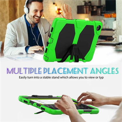 For Samsung Galaxy Tab A9+ SM-X210 SM-X216B SM-X215 PC+Silicone Tablet Case Dustproof Kickstand Cover with Shoulder Strap