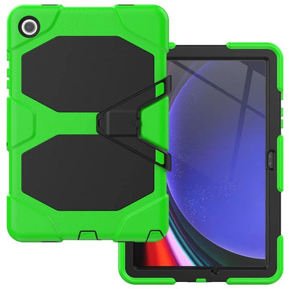 For Samsung Galaxy Tab A9+ SM-X210 SM-X216B SM-X215 PC+Silicone Tablet Case Dustproof Kickstand Cover with Shoulder Strap