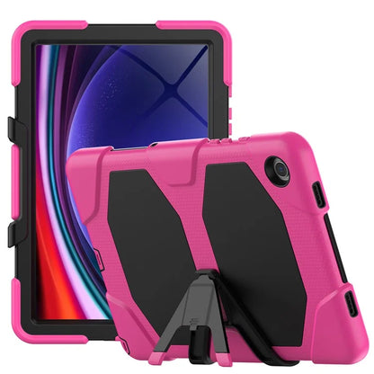 For Samsung Galaxy Tab A9+ SM-X210 SM-X216B SM-X215 PC+Silicone Tablet Case Dustproof Kickstand Cover with Shoulder Strap