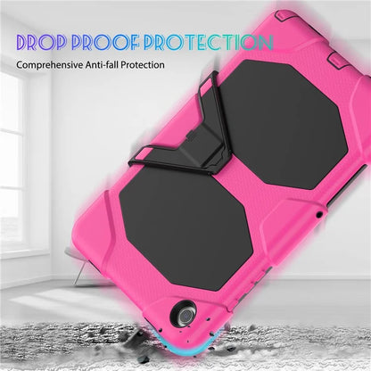 For Samsung Galaxy Tab A9+ SM-X210 SM-X216B SM-X215 PC+Silicone Tablet Case Dustproof Kickstand Cover with Shoulder Strap