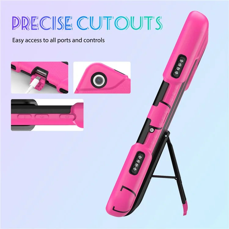 For Samsung Galaxy Tab A9+ SM-X210 SM-X216B SM-X215 PC+Silicone Tablet Case Dustproof Kickstand Cover with Shoulder Strap