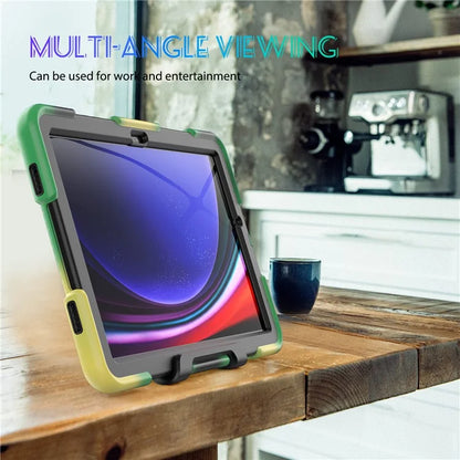 For Samsung Galaxy Tab A9+ SM-X210 SM-X216B SM-X215 PC+Silicone Tablet Case Dustproof Kickstand Cover with Shoulder Strap