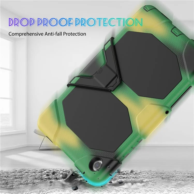 For Samsung Galaxy Tab A9+ SM-X210 SM-X216B SM-X215 PC+Silicone Tablet Case Dustproof Kickstand Cover with Shoulder Strap