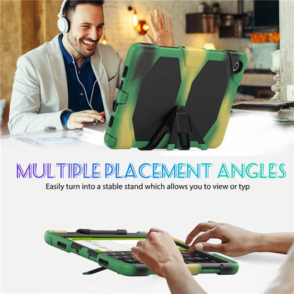 For Samsung Galaxy Tab A9+ SM-X210 SM-X216B SM-X215 PC+Silicone Tablet Case Dustproof Kickstand Cover with Shoulder Strap