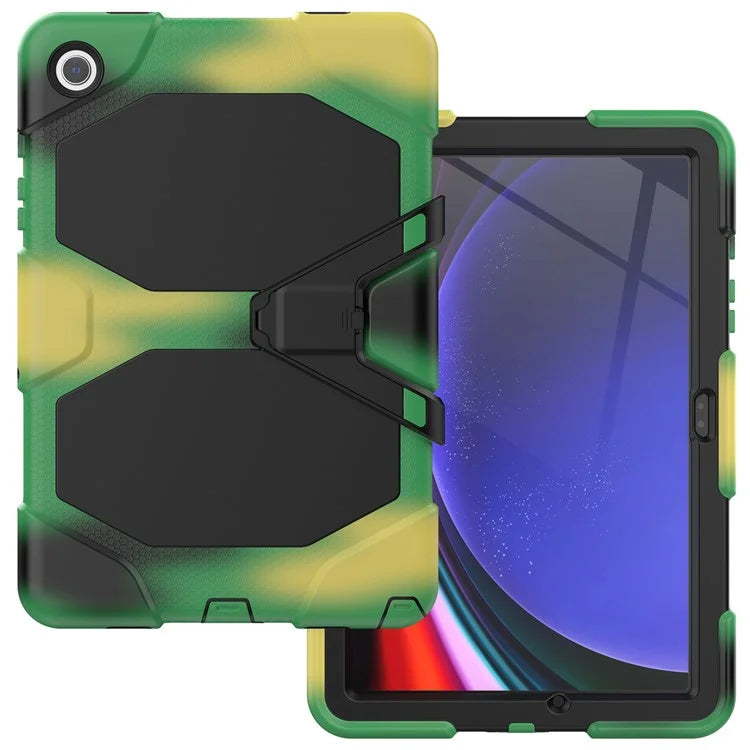 For Samsung Galaxy Tab A9+ SM-X210 SM-X216B SM-X215 PC+Silicone Tablet Case Dustproof Kickstand Cover with Shoulder Strap