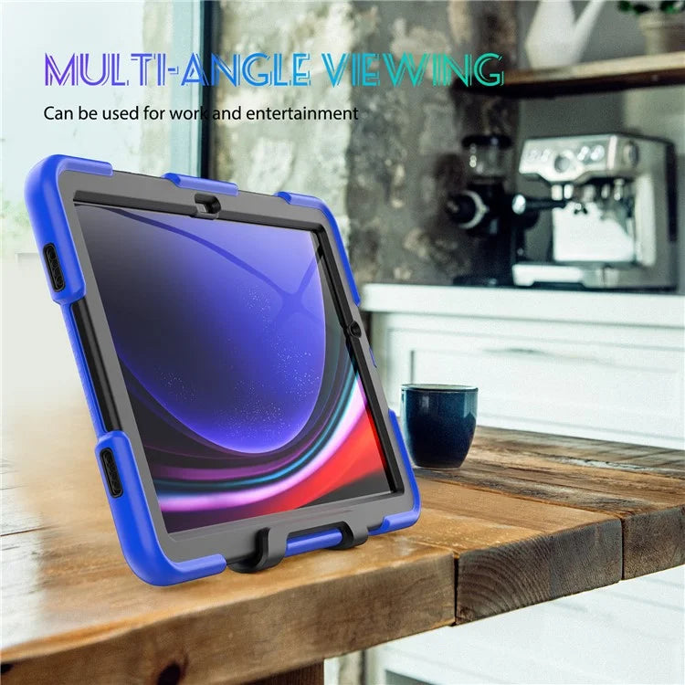 For Samsung Galaxy Tab A9+ SM-X210 SM-X216B SM-X215 PC+Silicone Tablet Case Dustproof Kickstand Cover with Shoulder Strap