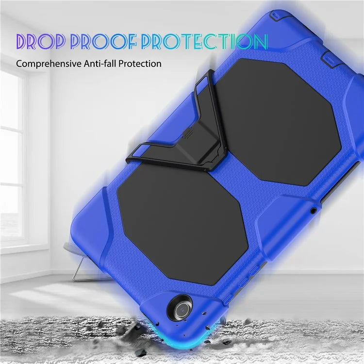 For Samsung Galaxy Tab A9+ SM-X210 SM-X216B SM-X215 PC+Silicone Tablet Case Dustproof Kickstand Cover with Shoulder Strap