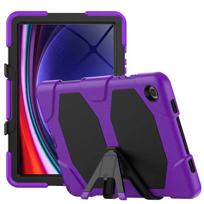 For Samsung Galaxy Tab A9+ SM-X210 SM-X216B SM-X215 PC+Silicone Tablet Case Dustproof Kickstand Cover with Shoulder Strap