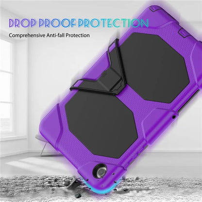 For Samsung Galaxy Tab A9+ SM-X210 SM-X216B SM-X215 PC+Silicone Tablet Case Dustproof Kickstand Cover with Shoulder Strap
