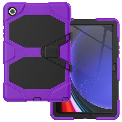 For Samsung Galaxy Tab A9+ SM-X210 SM-X216B SM-X215 PC+Silicone Tablet Case Dustproof Kickstand Cover with Shoulder Strap