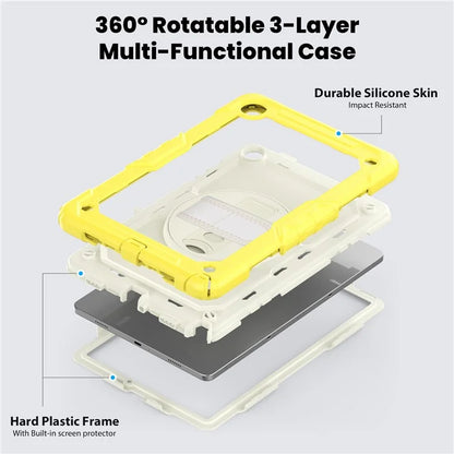 For Samsung Galaxy Tab A9+ SM-X210 SM-X216 SM-X215 Tablet Cover Anti-drop Case with PET Screen Protector and Rotary Kickstand