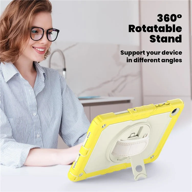 For Samsung Galaxy Tab A9+ SM-X210 SM-X216 SM-X215 Tablet Cover Anti-drop Case with PET Screen Protector and Rotary Kickstand