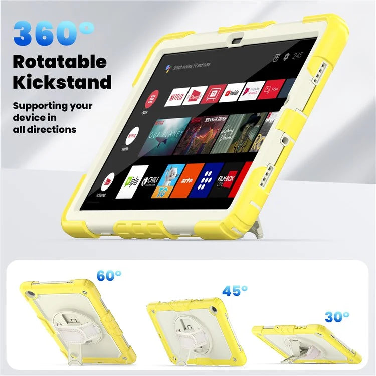 For Samsung Galaxy Tab A9+ SM-X210 SM-X216 SM-X215 Tablet Cover Anti-drop Case with PET Screen Protector and Rotary Kickstand