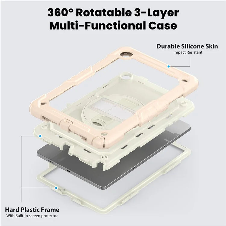 For Samsung Galaxy Tab A9+ SM-X210 SM-X216 SM-X215 Tablet Cover Anti-drop Case with PET Screen Protector and Rotary Kickstand