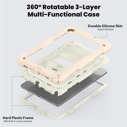 For Samsung Galaxy Tab A9+ SM-X210 SM-X216 SM-X215 Tablet Cover Anti-drop Case with PET Screen Protector and Rotary Kickstand
