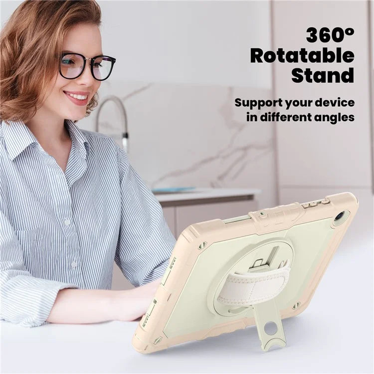 For Samsung Galaxy Tab A9+ SM-X210 SM-X216 SM-X215 Tablet Cover Anti-drop Case with PET Screen Protector and Rotary Kickstand