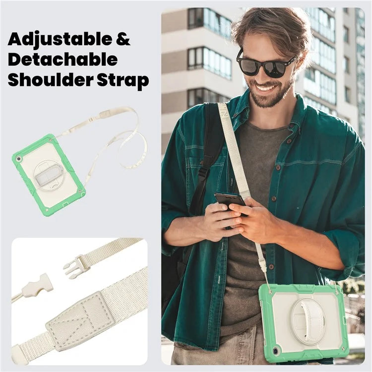 For Samsung Galaxy Tab A9+ SM-X210 SM-X216 SM-X215 Tablet Cover Anti-drop Case with PET Screen Protector and Rotary Kickstand