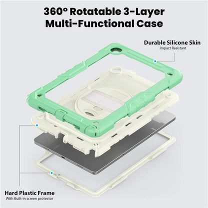 For Samsung Galaxy Tab A9+ SM-X210 SM-X216 SM-X215 Tablet Cover Anti-drop Case with PET Screen Protector and Rotary Kickstand