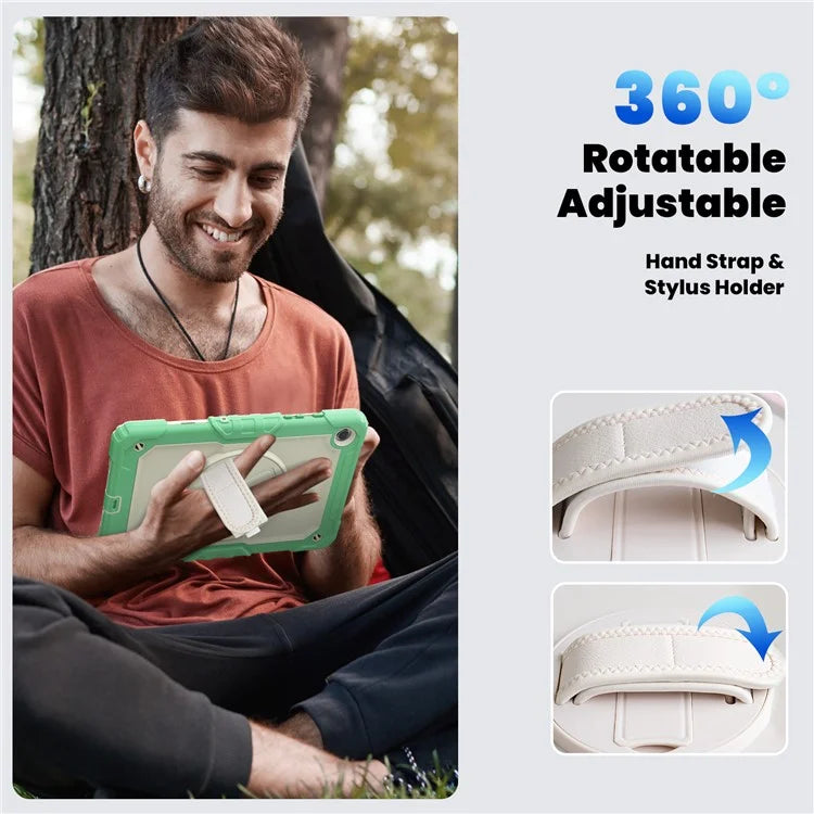 For Samsung Galaxy Tab A9+ SM-X210 SM-X216 SM-X215 Tablet Cover Anti-drop Case with PET Screen Protector and Rotary Kickstand