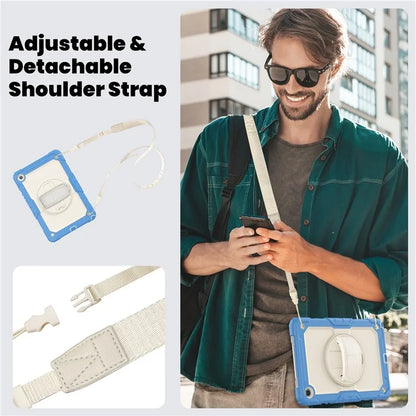 For Samsung Galaxy Tab A9+ SM-X210 SM-X216 SM-X215 Tablet Cover Anti-drop Case with PET Screen Protector and Rotary Kickstand