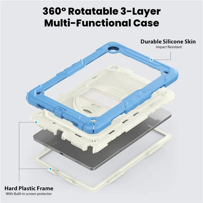 For Samsung Galaxy Tab A9+ SM-X210 SM-X216 SM-X215 Tablet Cover Anti-drop Case with PET Screen Protector and Rotary Kickstand
